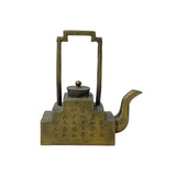 Asian Cast Metal Bronze Color Triangle Teapot Shape Display Art ws3314S