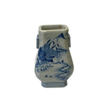 Chinese Blue White Porcelain Small Oriental Scenery Theme Vase ws3163S