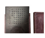 Chinese Flower Birds Carving Rectangular Shape Box Ink Stone Inkwell Pad JK336S
