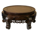 8.75" Display Top Solid Wood Round Shape Stand Easel With Silver Line Inlay n602S