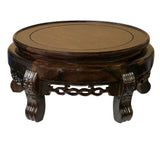 7.5" Display Top Solid Wood Round Shape Stand Easel With Silver Line Inlay n601S