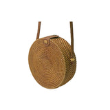 Asian Handmade Rustic Brown Rattan Round Shoulder Bag Box ws3315S