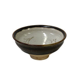 4.75" Chinese Brown Black White Drawing Ceramic Bowl Cup Display ws3326BS