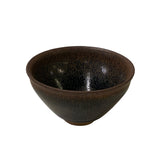Chinese Jianye Clay Metallic Bronze Black Glaze Decor Bowl Display Art ws3159S