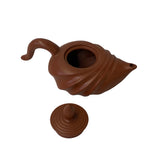 Chinese Brown Yixing Zisha Clay Teapot w Wave Curve Accent ws3174S