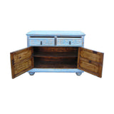 Oriental Floral Shabby Chic Rustic Light Blue High Credenza Cabinet cs1158S