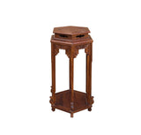 Chinese Huali Rosewood Hexagon Pedestal Plant Stand Table cs1221S
