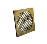 Vintage Mustard Yellow Geometric Flower Lattice Circle Square Wood Panel cs1468NS