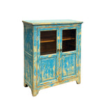 Shabby Chic Turquoise Blue Half-Glass Doors Medium Size Cabinet cs5382NS