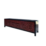 Black Brick Red Opera Scenery Relief Carving Panel Low Console Table Cabinet cs7691S
