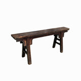 Vintage Raw Brown Rural Village Rustic Slim Wood Seating Bench cs7696S