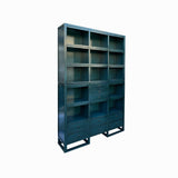 Tall Chinese Distressed Solid Blue Lacquer Display Bookcase Cabinet cs7701S