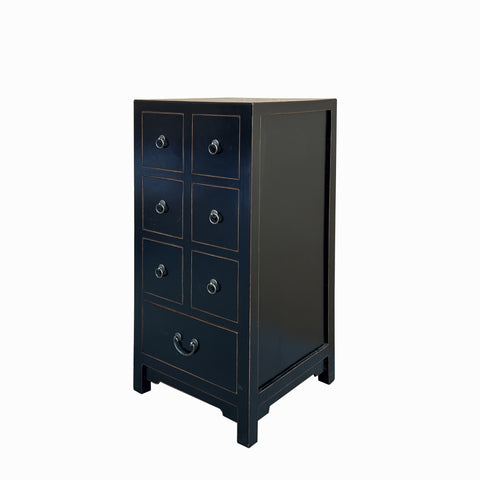 Oriental Black 7 Drawers Slim Narrow Chest Cabinet Stand cs7704S Golden Lotus Antiques Oriental Black 7 Drawers Slim Narrow Chest Cabinet Stand cs7704S Golden Lotus Antiques