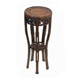 Chinese Oriental Round Brown Ru Yi 5 Legs Plant Stand Pedestal Table cs7710S