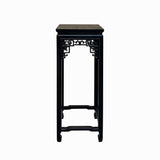 Chinese Black Lacquer Square Ru Yi Tall Plant Stand Pedestal Table cs7716S