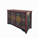 Chinese Red Tibetan Elephant Deer Sideboard Console Table Cabinet cs7734S