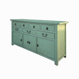 Chinese Turquoise Blue 7 Drawers Sideboard Buffet Credenza Table Cabinet cs7735S