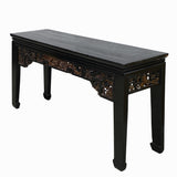Chinese Vintage Black Golden Carving Long Altar Console Table cs7749S