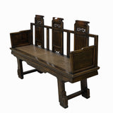 Vintage Chinese Fujian Triple Seat Wood Opera Bench with Back cs7750S