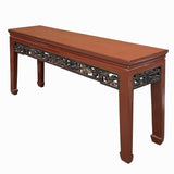 Chinese Vintage Brick Red Relief Ru Yi Carving Long Altar Console Table cs7757S