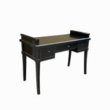 Chinese Black Lacquer 2 Drawers Foyer Scroll Edge Side Table Desk cs7778S