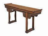 Vintage Chinese Brown Natural Wood Point Edge RuYi Apron Altar Console Table cs7780S