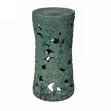 Ceramic Clay Turquoise Cloud Scroll Round Tall Pedestal Table Display Stand cs7785S