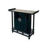 Chinese Black Lacquer Altar Point Edge Narrow Slim Side Table cs7790S