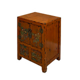 Chinese Distressed Orange People Graphic End Table Nightstand cs7806S