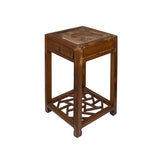 Vintage Chinese Worn Out Patina Light Brown Square Pedestal Plant Stand cs7818S