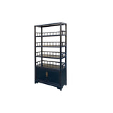 Chinese Oriental Matte Black Lacquer Bookcase Display Curio Cabinet cs7832S