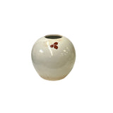 Vintage Chinese Pink Peonies Round White Porcelain Pot Vase ws4526S