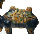 Oriental Ceramic Sancai Dark Blue Brown Beige Fengshui Artistic Camel Figure GB882S