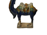 Oriental Ceramic Sancai Dark Blue Brown Beige Fengshui Artistic Camel Figure GB883S