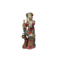 Chinese Porcelain Qing Style Dressing Standing Tree Lady Figure ws3713S Chinese Porcelain Qing Style Dressing Standing Tree Lady Figure ws3713S