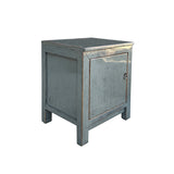 Oriental Distressed Medium Gray 1 Door End Table Nightstand Chest ws4423S
