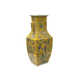 Hand Crafted Vintage Chinese Bright Yellow Flower Birds Porcelain Vase JK196S