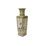 Hand Crafted Vintage Chinese Yellow White Flower Birds Porcelain Vase JK197S