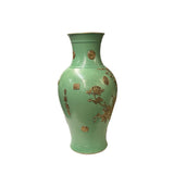 Vintage Chinese Pastel Green Turquoise Golden Birds Porcelain Vase JK201S