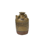 Earthy Brown Pottery Tube Shape Rings Geometric Pattern Art Vase JK215S