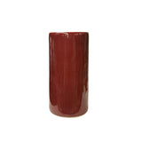 Chinese Plain Brick Red Porcelain Round Column Vase Holder JK219S