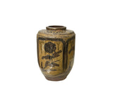Vintage Earthy Beige Brown Village Rural Pottery Ceramic Pot Vase JK223S