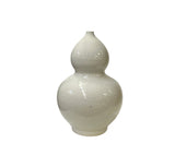 Vintage Off White Glaze Gourd Shape Pottery Ceramic Pot Vase JK225S
