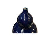 Vintage Dark Navy Blue Glaze Gourd Shape Pottery Ceramic Pot Vase JK226S