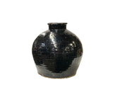 Vintage Earthy Rustic Black Village Rural Pottery Ceramic Pot Vase JK234S