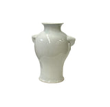 Off White Glaze Elephant Head Rings Slim Round Porcelain Art Vase JK235S