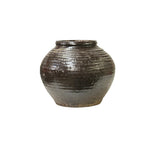 Vintage Earthy Rustic Brown Black Village Rural Pottery Ceramic Pot Vase JK236S