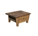 Chinese Vintage Rustic Wood Brown Drawer Low Kang Table Display Stand JK242S