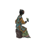 Chinese Porcelain Qing Style Dressing Bird Dog Lady Figure JK247S