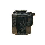 Vintage Chinese Black Inkstone Octagonal Teapot Shape Display Art JK274S